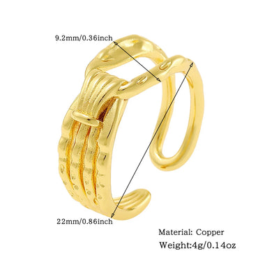 Copper 18K Gold Plated IG Style Simple Style Plating Hollow Out Geometric Open Rings