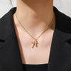 Copper 18K Gold Plated Inlay Cross Zircon Pendant Necklace