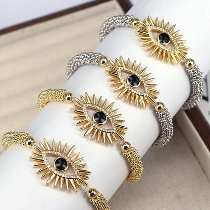 Copper 18K Gold Plated Inlay Devil's Eye Eye Zircon Bracelets