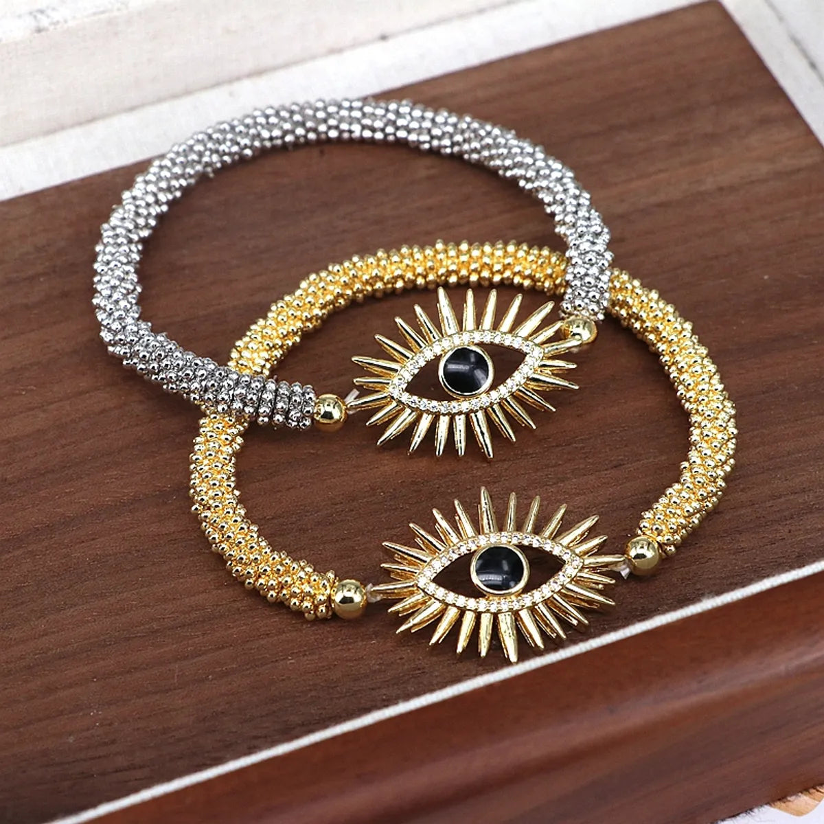 Copper 18K Gold Plated Inlay Devil's Eye Eye Zircon Bracelets