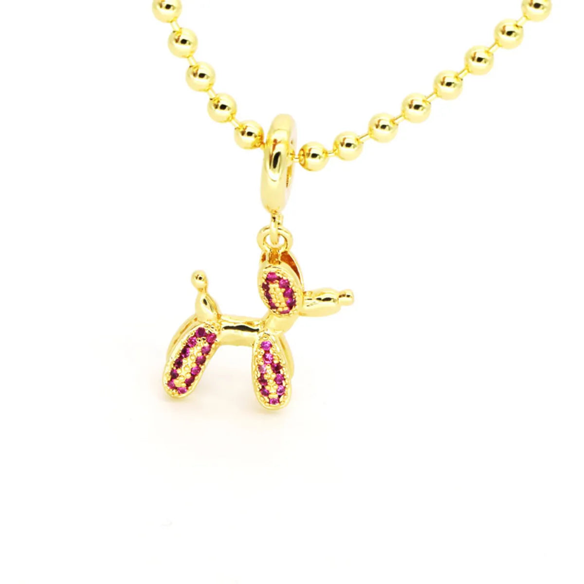 Copper 18K Gold Plated Inlay Dog Zircon Pendant Necklace