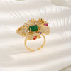 Copper 18K Gold Plated Inlay Flower Zircon Open Rings
