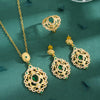 Copper 18K Gold Plated Inlay Flower Zircon Rings Earrings Necklace