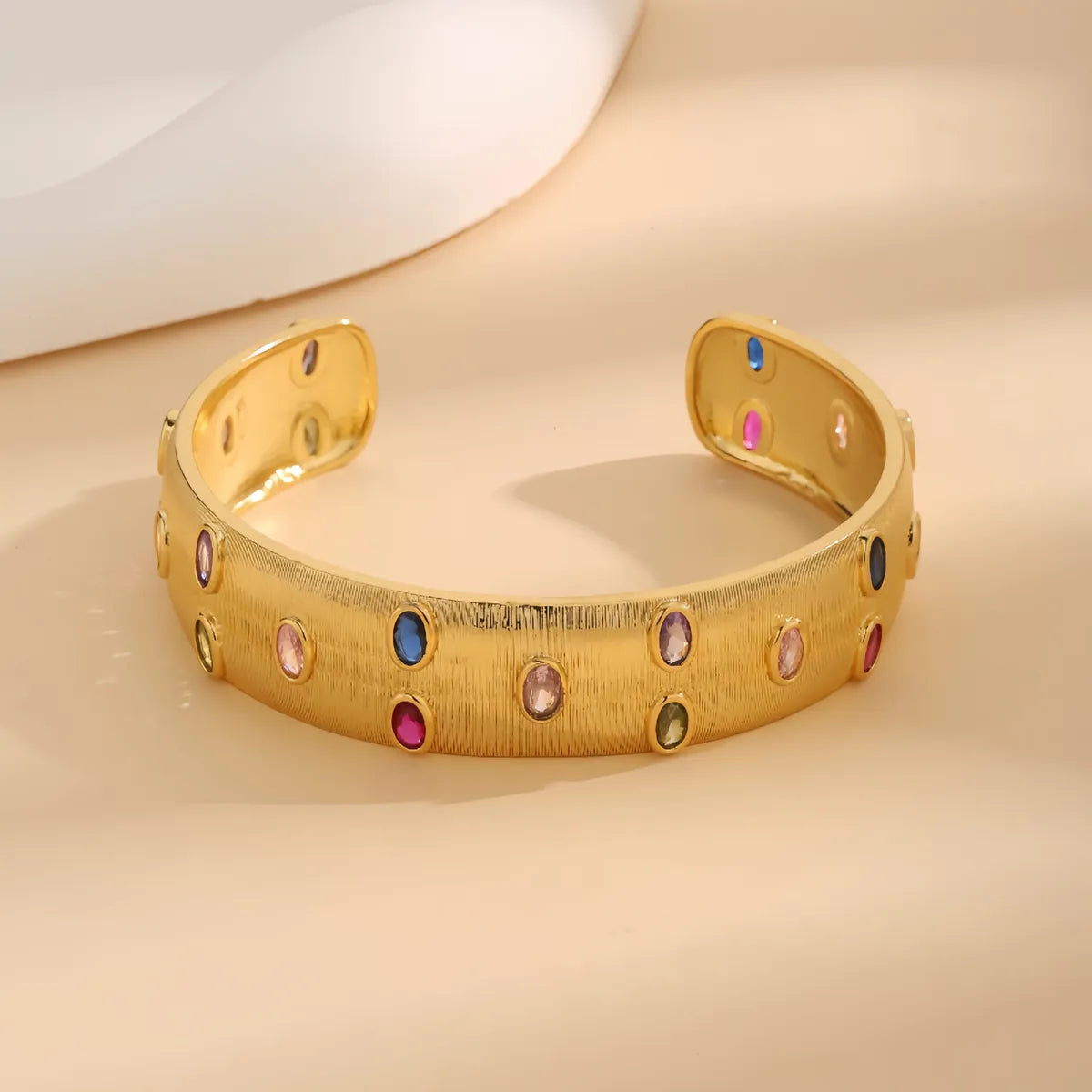 Copper 18K Gold Plated Inlay Geometric Zircon Bangle