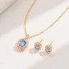 Copper 18K Gold Plated Inlay Geometric Zircon Earrings Necklace Jewelry Set