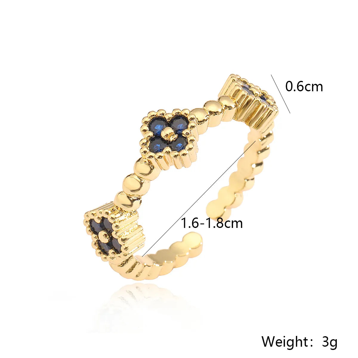 Copper 18K Gold Plated Inlay Geometric Zircon Open Rings