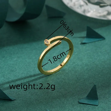 Copper 18K Gold Plated Inlay Geometric Zircon Rings