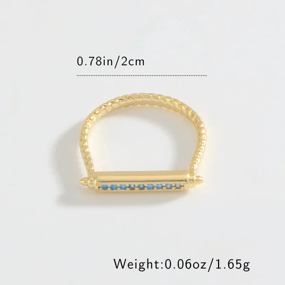 Copper 18K Gold Plated Inlay Geometric Zircon Rings