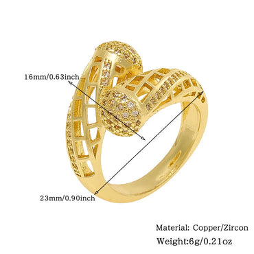 Copper 18K Gold Plated Inlay Geometric Zircon Rings