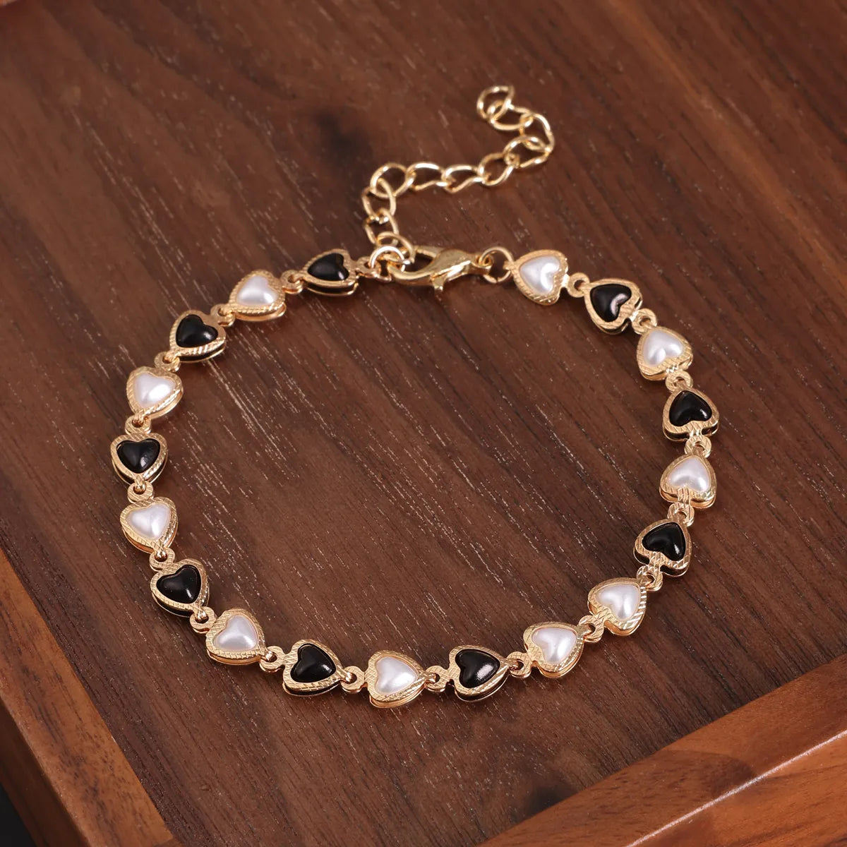 Copper 18K Gold Plated Inlay Heart Shape CCB Bracelets