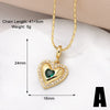 Copper 18K Gold Plated Inlay Heart Shape Zircon Pendant Necklace