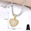 Copper 18K Gold Plated Inlay Heart Shape Zircon Pendant Necklace