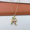 Copper 18K Gold Plated Inlay Letter Zircon