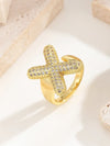 Copper 18K Gold Plated Inlay Letter Zircon Open Rings