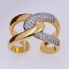 Copper 18K Gold Plated Inlay Lines Zircon Open Rings