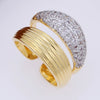 Copper 18K Gold Plated Inlay Lines Zircon Open Rings