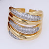 Copper 18K Gold Plated Inlay Lines Zircon Open Rings