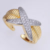 Copper 18K Gold Plated Inlay Lines Zircon Open Rings