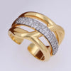 Copper 18K Gold Plated Inlay Lines Zircon Open Rings