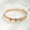 Copper 18K Gold Plated Inlay Round Artificial Gemstones Zircon Bangle