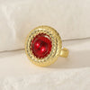 Copper 18K Gold Plated Inlay Round Gem Zircon Open Rings