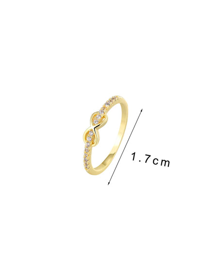 Copper 18K Gold Plated Inlay Round Solid Color Zircon Rings