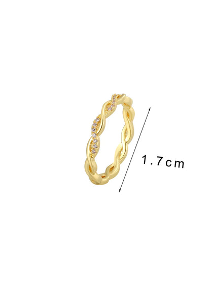 Copper 18K Gold Plated Inlay Round Solid Color Zircon Rings