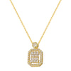 Copper 18K Gold Plated Inlay Square Square Cube Sugar Zircon Pendant Necklace