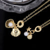 Copper 18K Gold Plated Inlay Starfish Shell Artificial Pearls Zircon Pendant Necklace