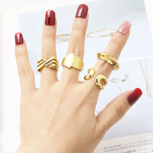 Copper 18K Gold Plated Irregular Open Rings