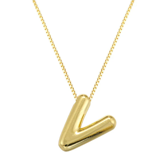 Copper 18K Gold Plated Letter Pendant Necklace