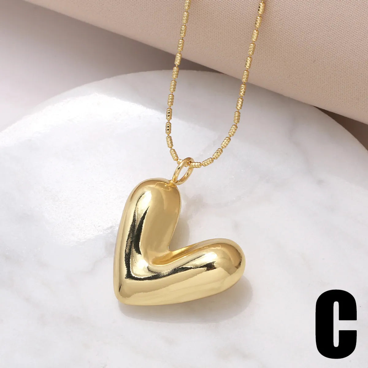 Copper 18K Gold Plated Modern Style Simple Style Plating Heart Shape Pendant Necklace