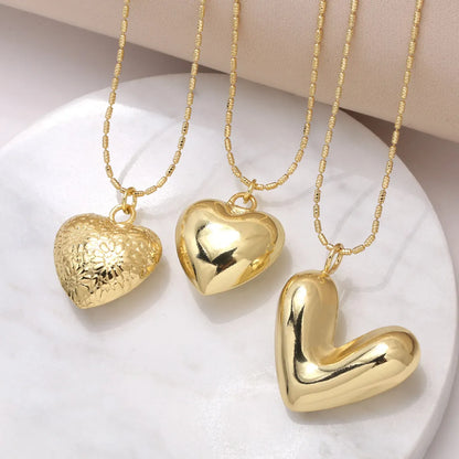 Copper 18K Gold Plated Modern Style Simple Style Plating Heart Shape Pendant Necklace