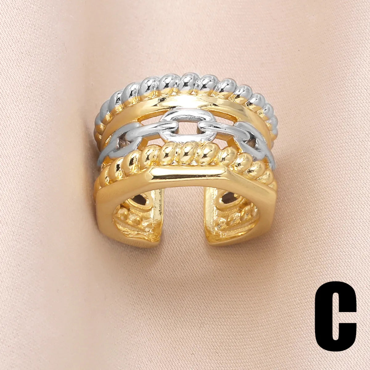 Copper 18K Gold Plated Modern Style Simple Style Plating Inlay Irregular Lines Zircon Open Rings