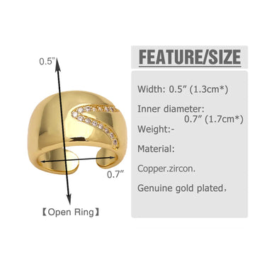 Copper 18K Gold Plated Modern Style Simple Style Plating Inlay Irregular Star Solid Color Zircon Open Rings