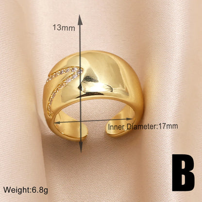 Copper 18K Gold Plated Modern Style Simple Style Plating Inlay Irregular Star Solid Color Zircon Open Rings