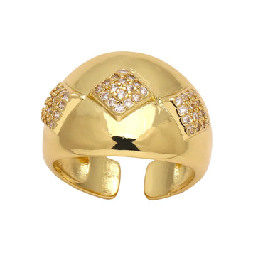 Copper 18K Gold Plated Modern Style Simple Style Plating Inlay Irregular Zircon Open Rings