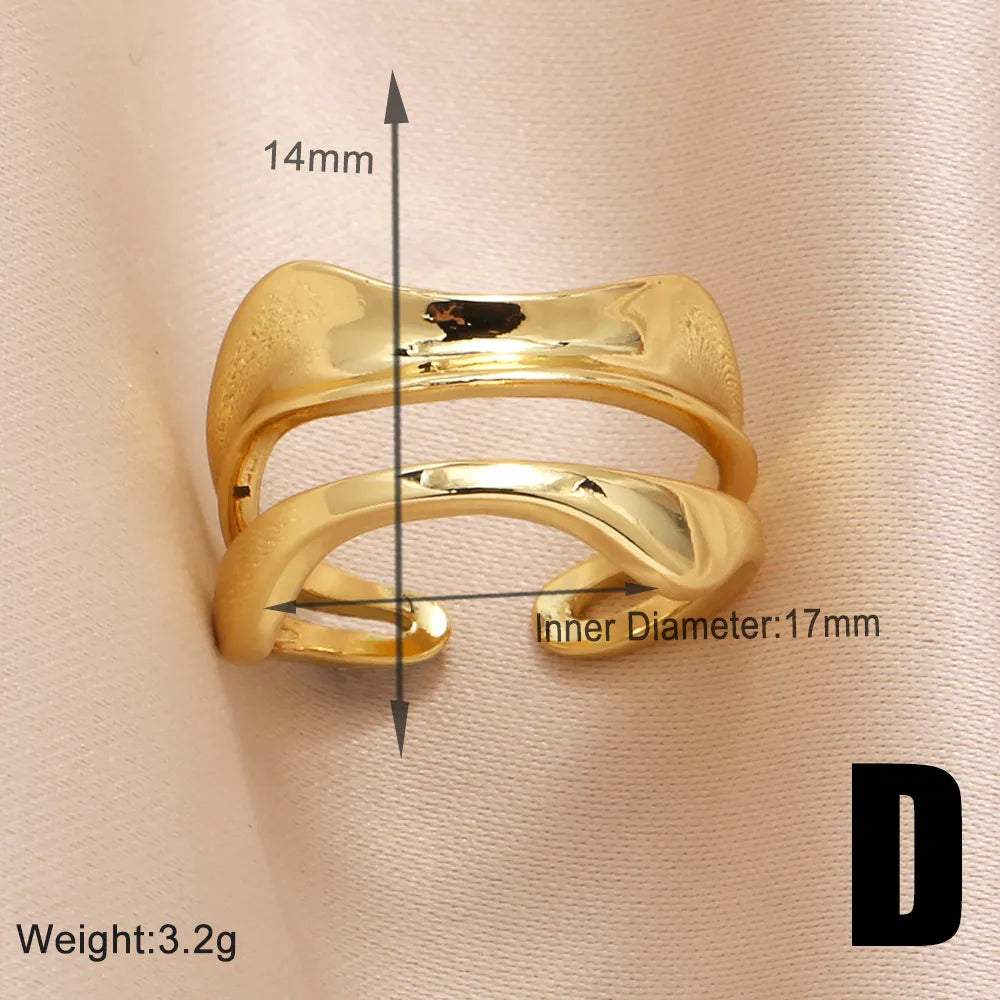 Copper 18K Gold Plated Modern Style Simple Style Plating Inlay Irregular Zircon Open Rings