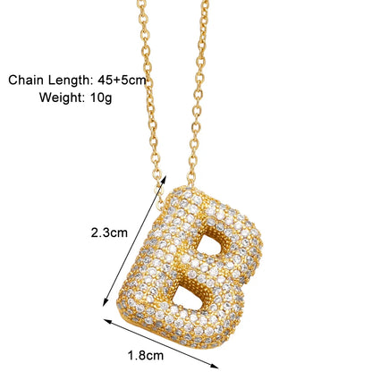 Copper 18K Gold Plated Modern Style Simple Style Plating Inlay Letter Zircon Pendant Necklace