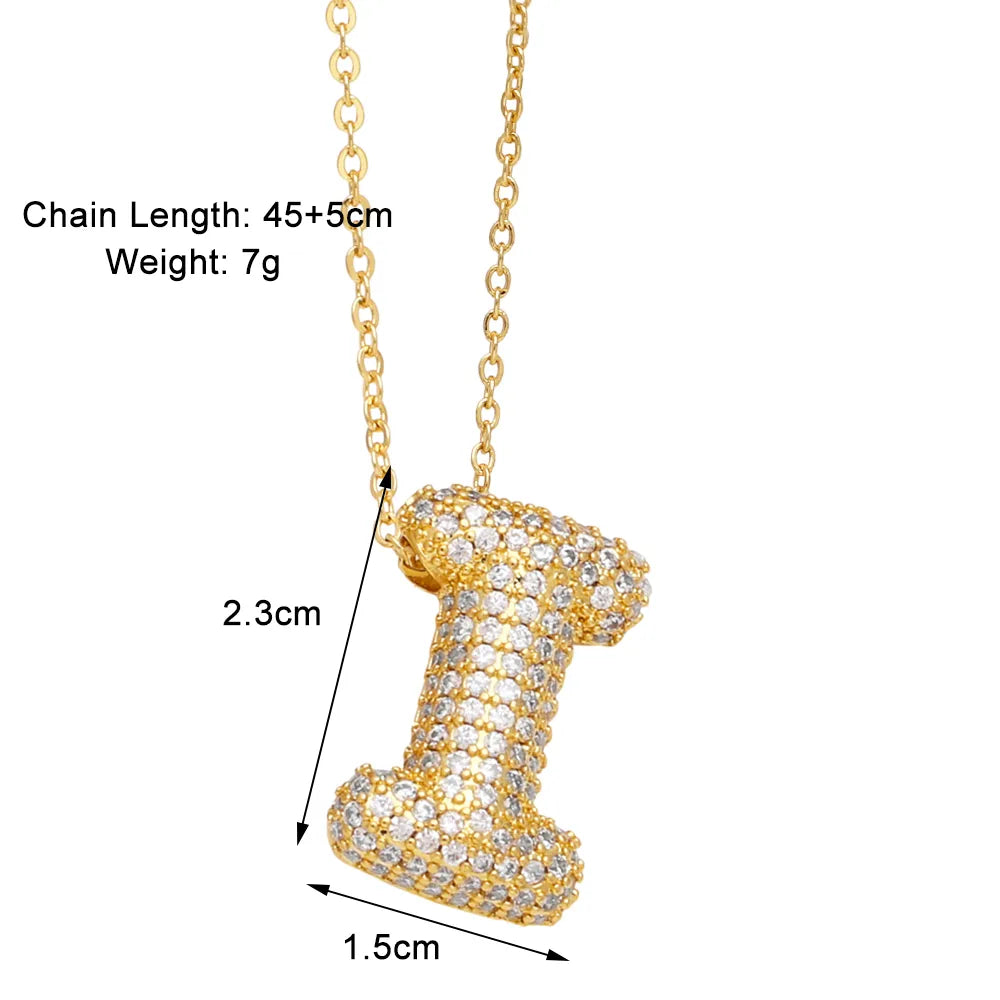 Copper 18K Gold Plated Modern Style Simple Style Plating Inlay Letter Zircon Pendant Necklace