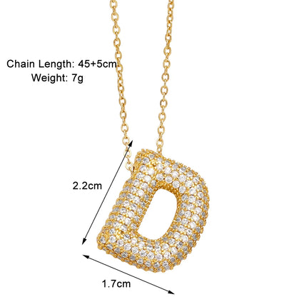 Copper 18K Gold Plated Modern Style Simple Style Plating Inlay Letter Zircon Pendant Necklace