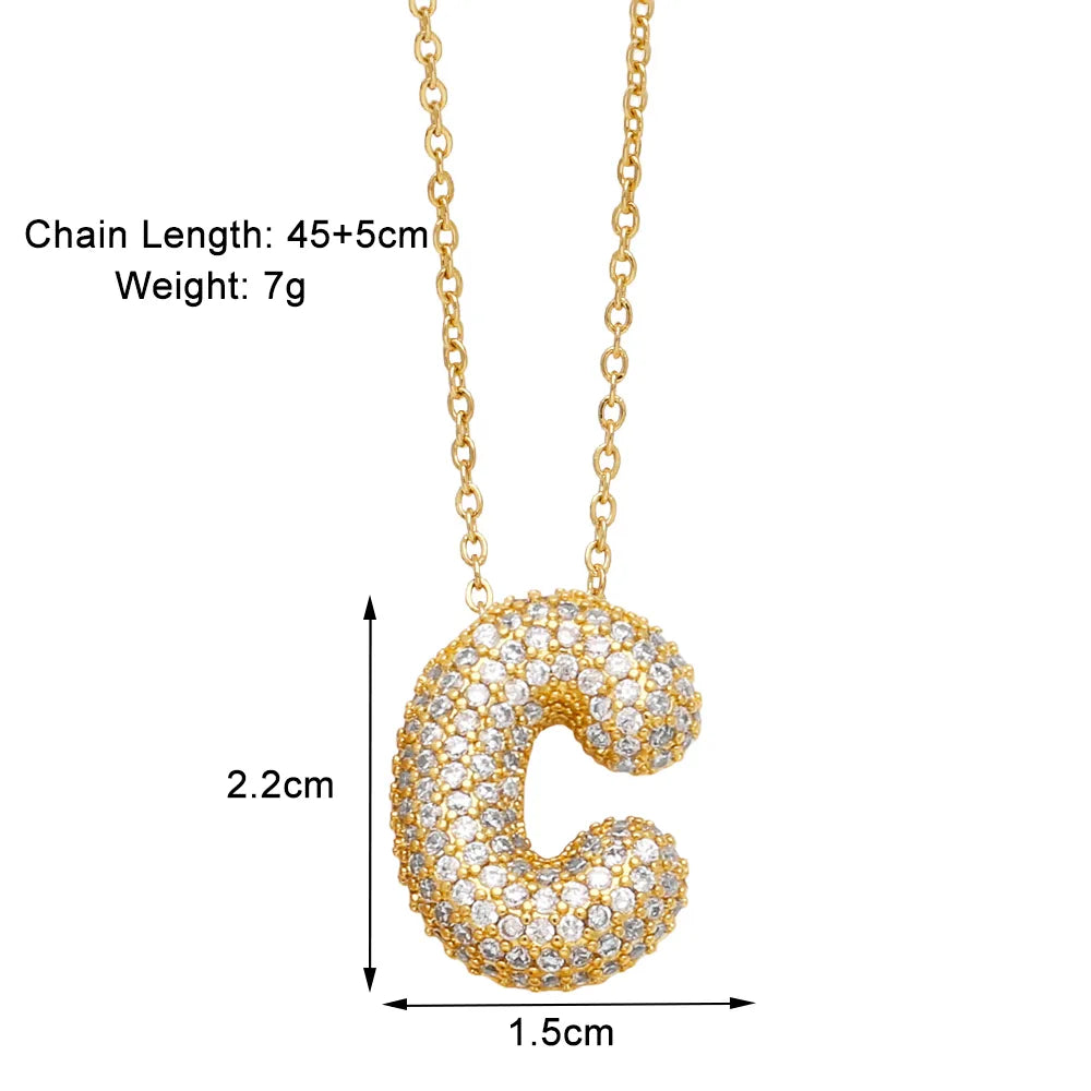 Copper 18K Gold Plated Modern Style Simple Style Plating Inlay Letter Zircon Pendant Necklace