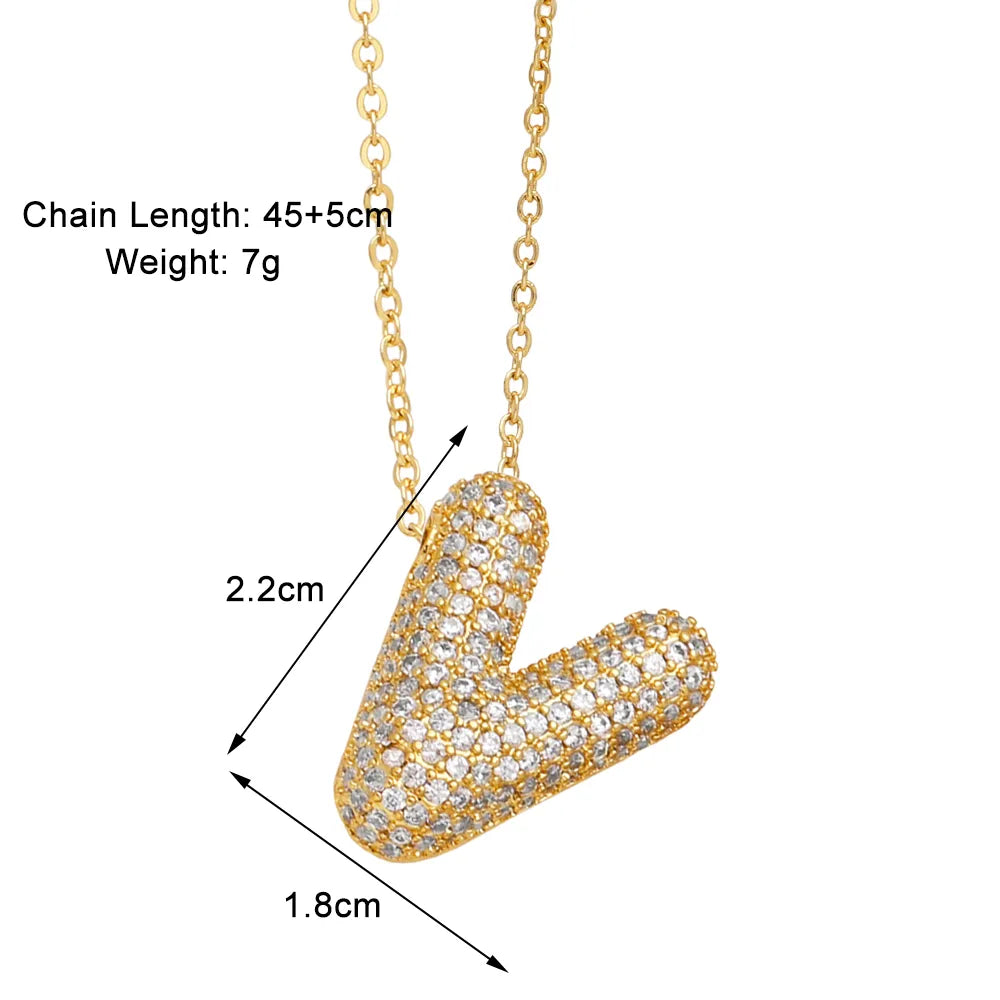 Copper 18K Gold Plated Modern Style Simple Style Plating Inlay Letter Zircon Pendant Necklace