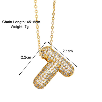 Copper 18K Gold Plated Modern Style Simple Style Plating Inlay Letter Zircon Pendant Necklace