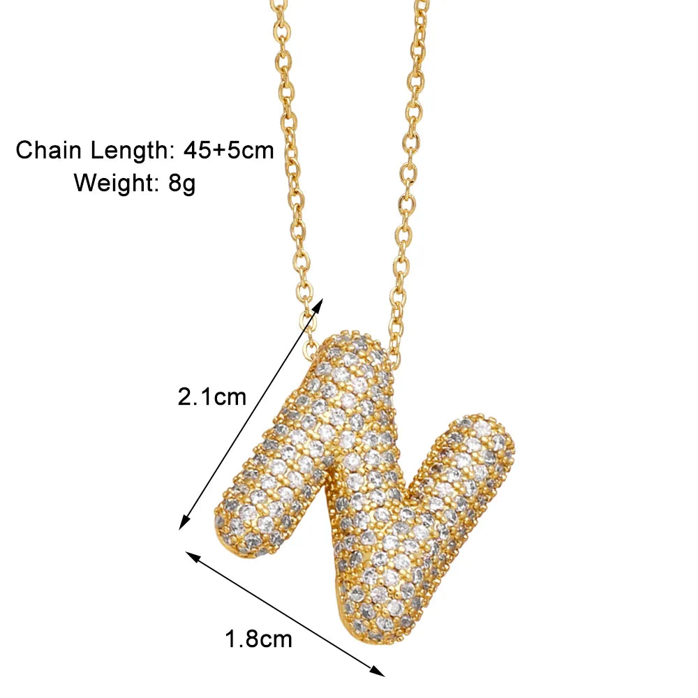 Copper 18K Gold Plated Modern Style Simple Style Plating Inlay Letter Zircon Pendant Necklace