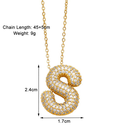 Copper 18K Gold Plated Modern Style Simple Style Plating Inlay Letter Zircon Pendant Necklace