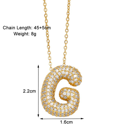 Copper 18K Gold Plated Modern Style Simple Style Plating Inlay Letter Zircon Pendant Necklace