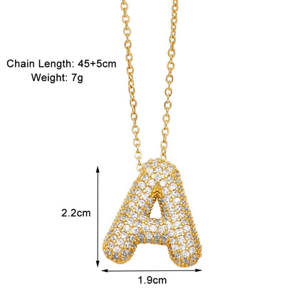 Copper 18K Gold Plated Modern Style Simple Style Plating Inlay Letter Zircon Pendant Necklace