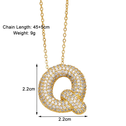 Copper 18K Gold Plated Modern Style Simple Style Plating Inlay Letter Zircon Pendant Necklace