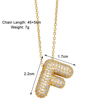 Copper 18K Gold Plated Modern Style Simple Style Plating Inlay Letter Zircon Pendant Necklace